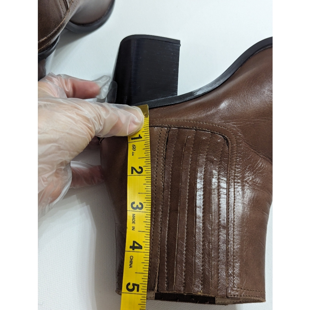 ZARA Brown Leather Ankle Boots Women's Size 6 - Picture 15 of 16